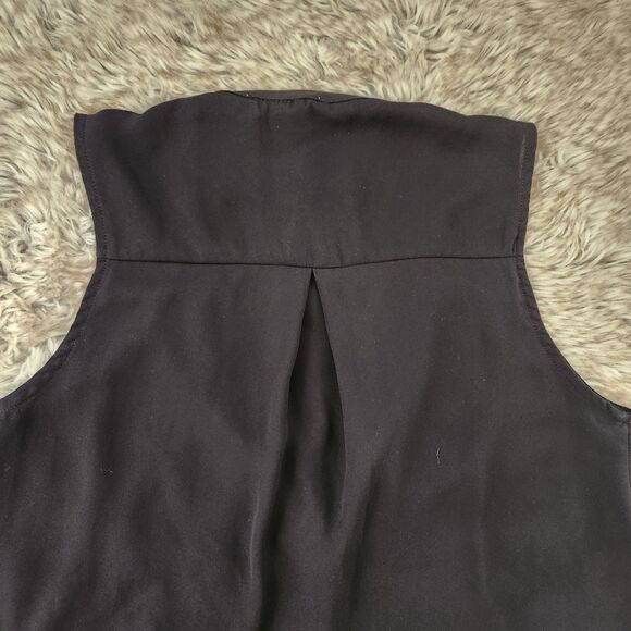 Lush V-Neck Sleeveless High-Low Hem Blouse Black Women's Size Small - Picture 8 of 11